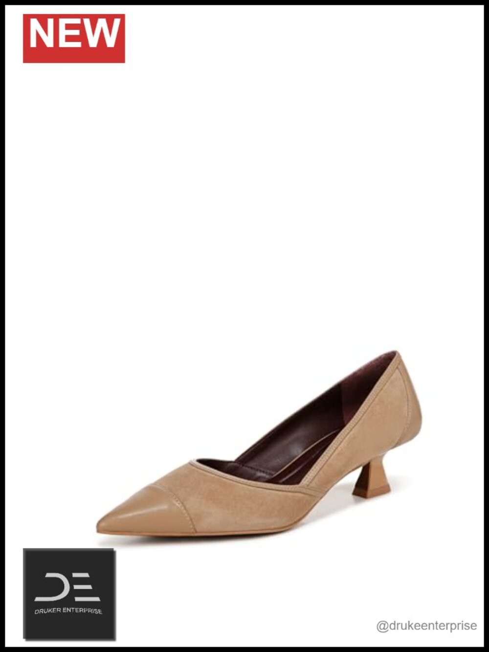 Women's Kitten Heel Slip-On Suede Pumps with Pointed Toe 1.75 Inch Low Heel
